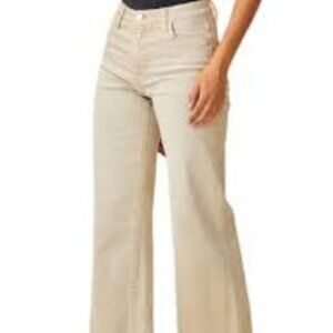 Risen Womens Khaki High Rise Wide Leg Jeans Pockets Size 2XL (38x32) NWT